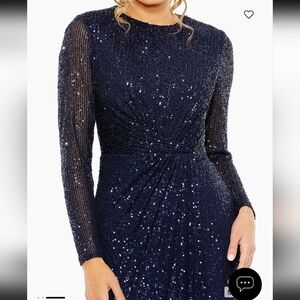 NWT IEENA FOR MAC DUGGAL SEQUINED LONG SLEEVE GOWN